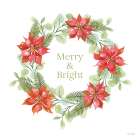 Merry And Bright Poinsettia Wreath Art Print
