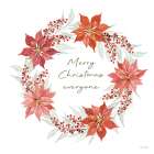 Merry Christmas Everyone Poinsettia Wreath Art Print