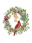 Christmas Cardinal Wreath Art Print