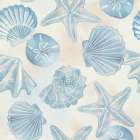 Blue And White Tossed Shells Art Print