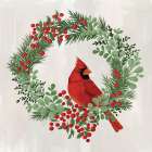 Christmas Cardinal Wreath Art Print