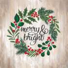 Merry And Bright Wreath Art Print