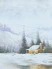 Snowy Cabin in the Woods Art Print by Dogwood Portfolio