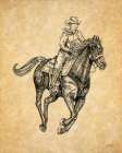 Cowboy on Horse I Art Print