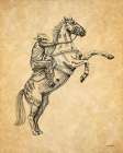 Cowboy on Horse II Art Print