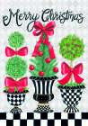 Merry Christmas Topiaries Art Print
