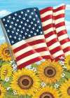 USA Flag and Sunflowers Art Print