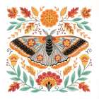 Autumn Folk Friends - Moth Art Print