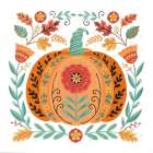 Folk Floral Pumpkin I Art Print