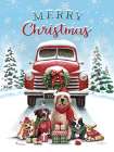 Merry Christmas Red Truck And Dogs Art Print