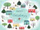 Happy Holidays Christmas Village Art Print