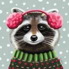 Holiday Raccoon Art Print