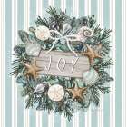 Joy Coastal Christmas Wreath Art Print