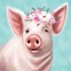 Floral Pig Art Print