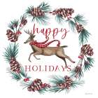 Happy Holidays Reindeer Art Print