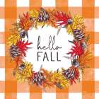 Orange Plaid Fall Wreath Art Print