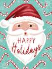 Happy Holidays Candy Cane Santa Art Print