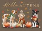 Hello Autumn Dogs Art Print