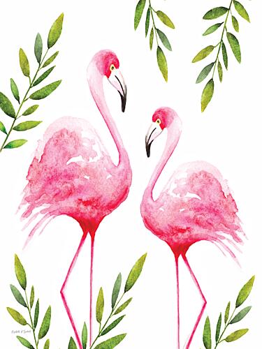Two Pink Flamingos Art Print