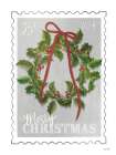 Christmas Stamp Holly Wreath Art Print