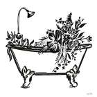 Vintage Floral Tub I Bathroom Art Print