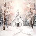 Snowy Church Walk Art Print