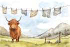 Clothesline Highland Art Print