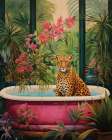 Cheetah Tropical Retreat Art Print