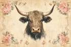 Antique Floral Cow II Art Print