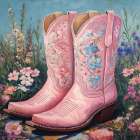 Wildflower Pink Boots Art Print