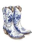 Blue Toile Boots I Art Print
