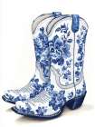 Blue Toile Boots II Art Print