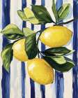 Lemons on Stripes 1 Art Print