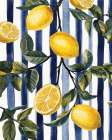 Lemons on Stripes 2 Art Print