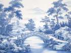 Blue Toile Scene I Art Print