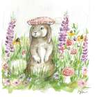 Mushroom Hat Bunny Art Print