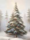 Christmas Tree in the Mist Art Print