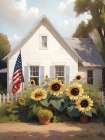 Sunflower Cottage Art Print