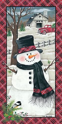 Farmhouse Snowman Art Print