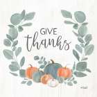 Eucalyptus Pumpkins Give Thanks Art Print