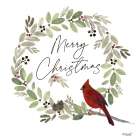 Merry Christmas Cardinal Wreath Art Print