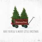 Christmas Tree Wagon Vintage Print