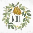 Noel Wreath with Bells Art Print
