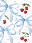 Blue Bows and Cherries I Art Print