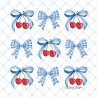 Blue Bows and Cherries II Art Print