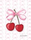 Pink Coquette Cherries Art Print