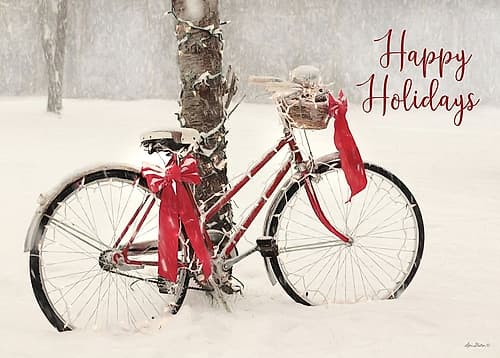Happy Holidays Snowy Bike Art Print