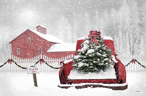 Rusty Red Christmas Truck Art Print