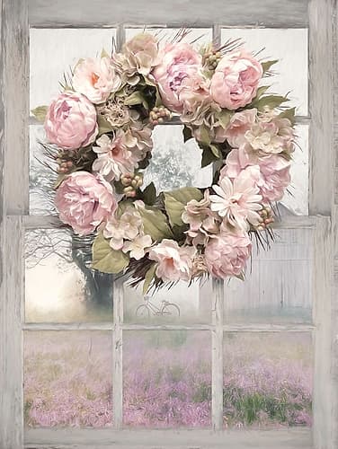 Spring Peony Wreath Art Print