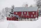 Winter Red Barn Art Print